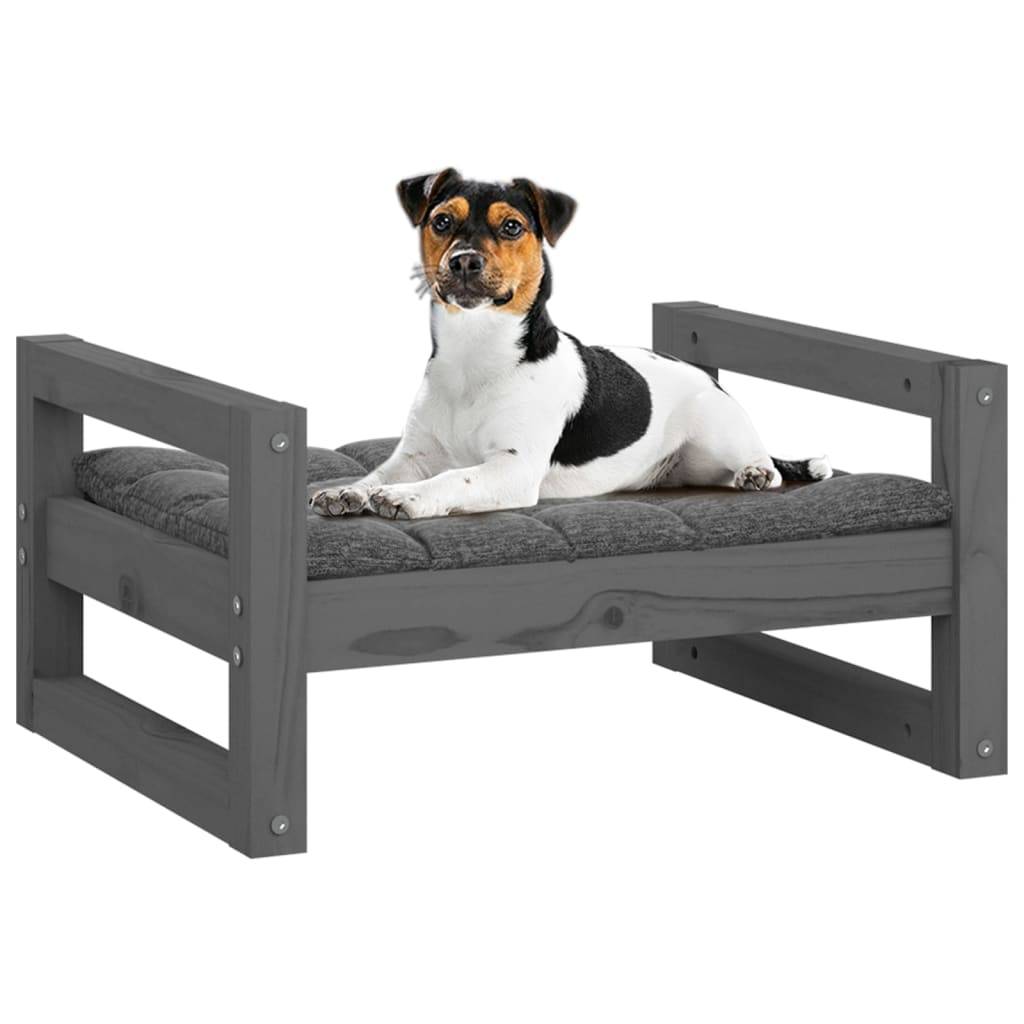 Vidaxl - Lit pour chien Gris 55,5x45,5x28 cm Bois de pin solide vidaXL 821469 - Imagen 5