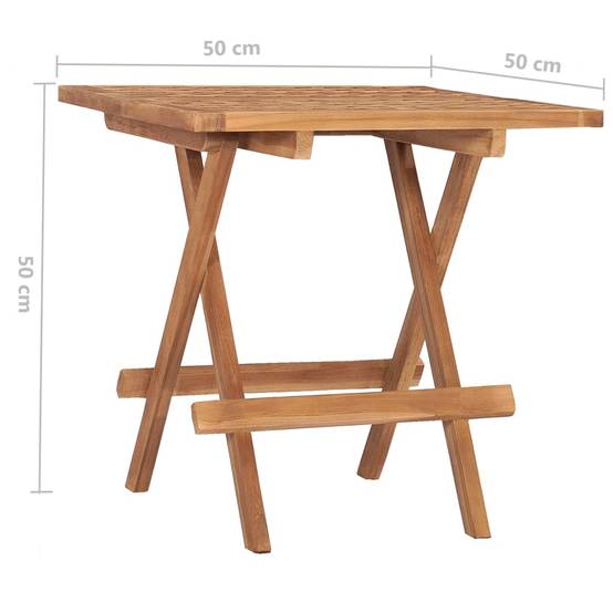 Table pliable de jardin bois de teck solide 50 x 50 x 50 cm - PANGIVO - Image 7