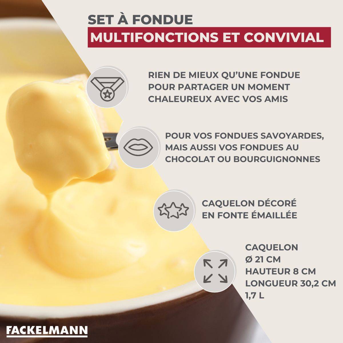 Lot de 1 appareil à fondue et 1 un train de table décoratif de Noël Fackelmann - Image 4