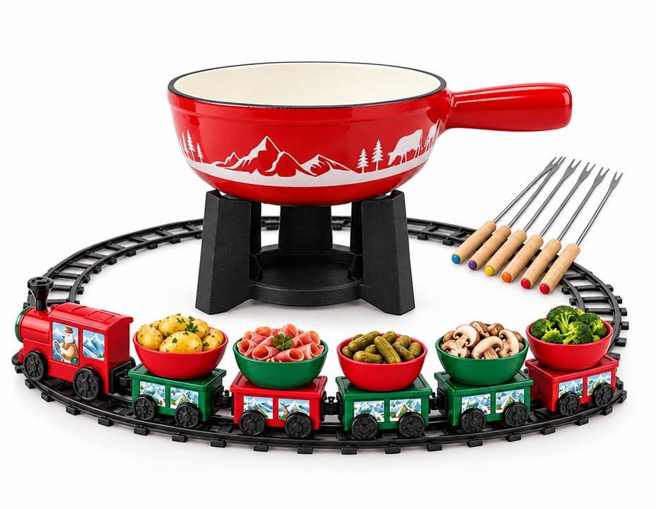 Lot de 1 appareil à fondue et 1 un train de table décoratif de Noël Fackelmann - Image 1