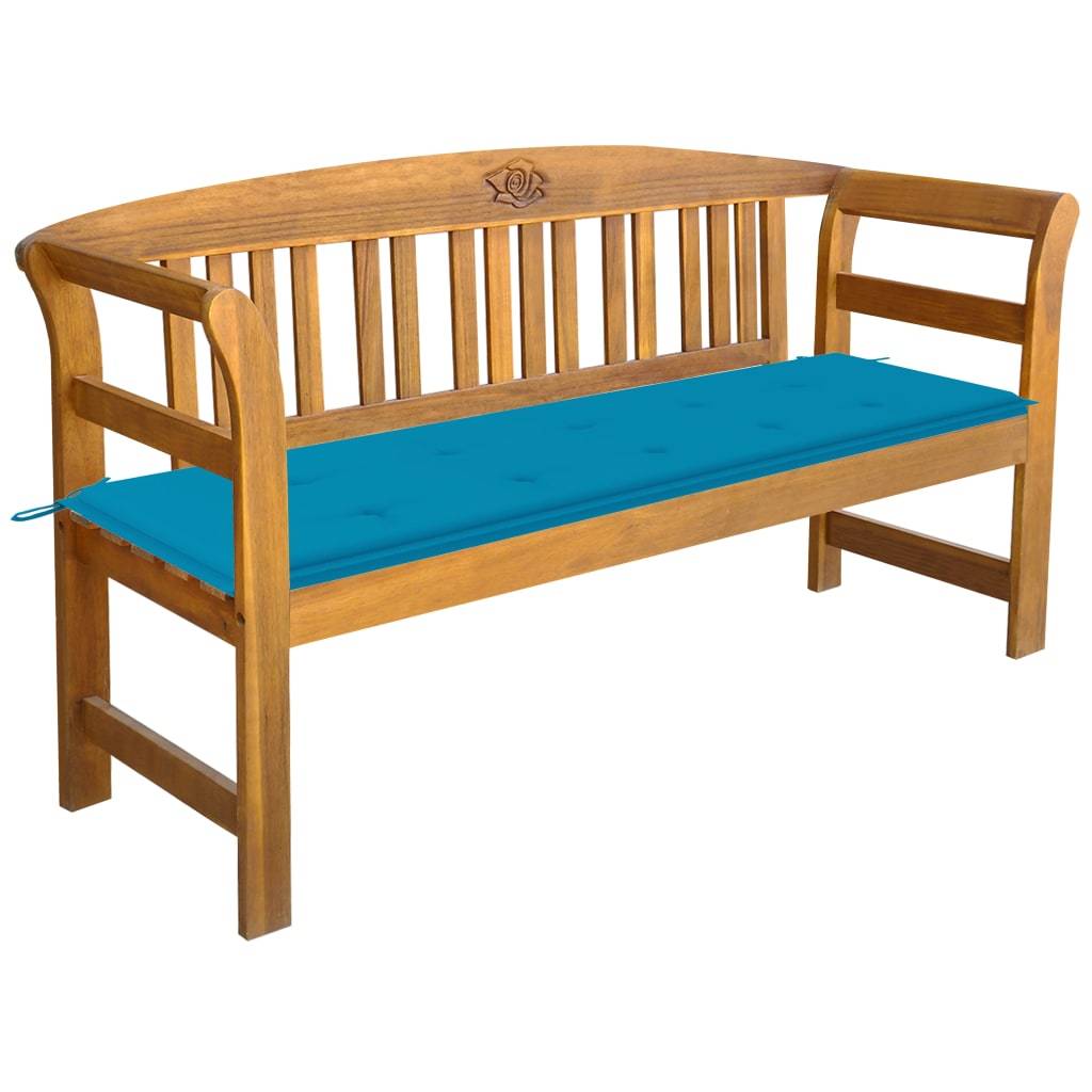 Helloshop26 - Banc de jardin meuble de patio d'extérieur terrasse avec coussin 157 cm bois d'acacia massif - Imagen 1
