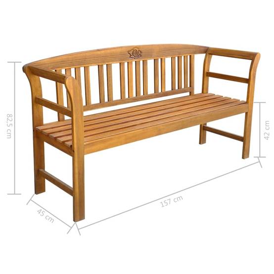 Helloshop26 - Banc de jardin meuble de patio d'extérieur terrasse avec coussin 157 cm bois d'acacia massif - Imagen 7