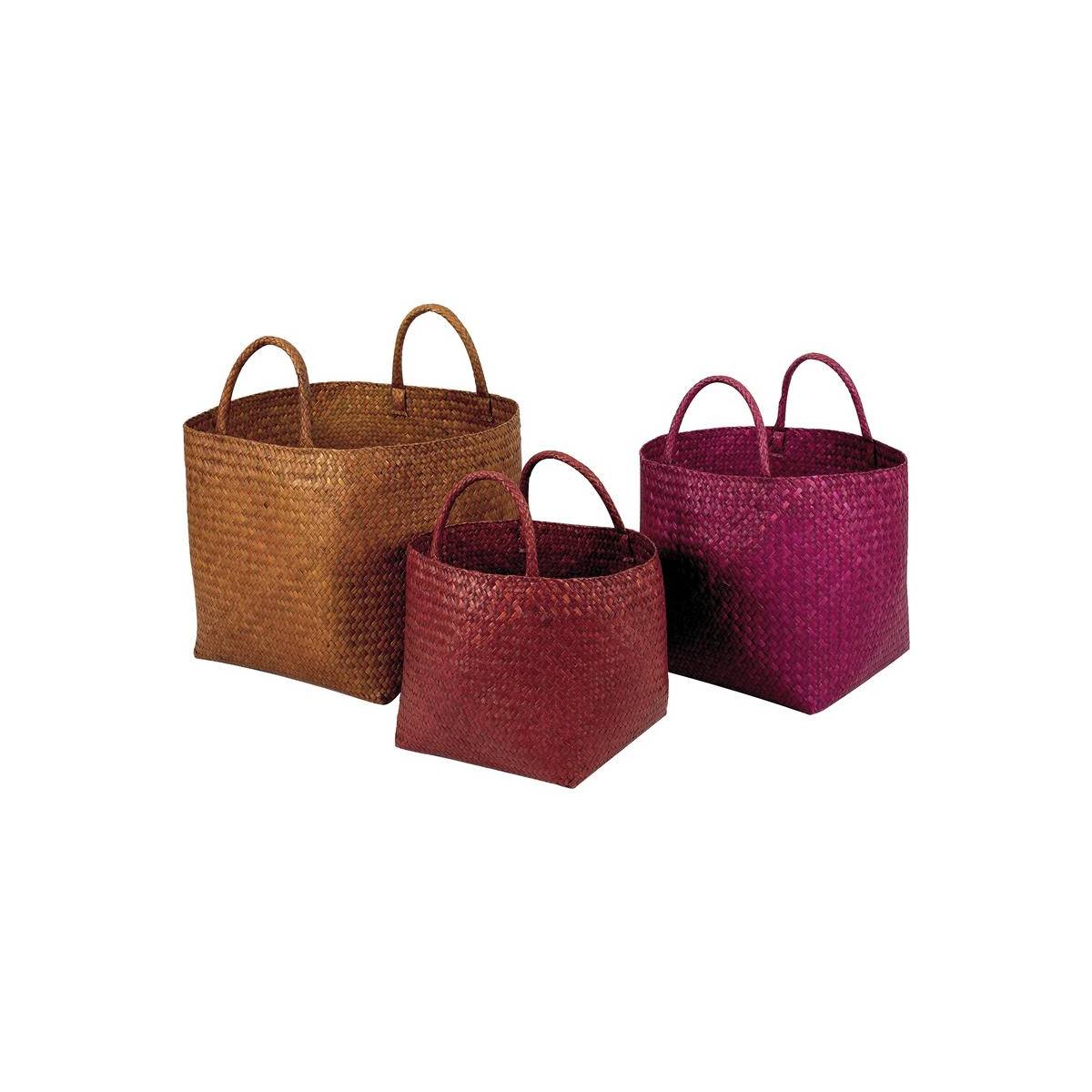 Aubry Gaspard - Cache-pots carrés en palmier coloris assortis (lot de 3) Carré