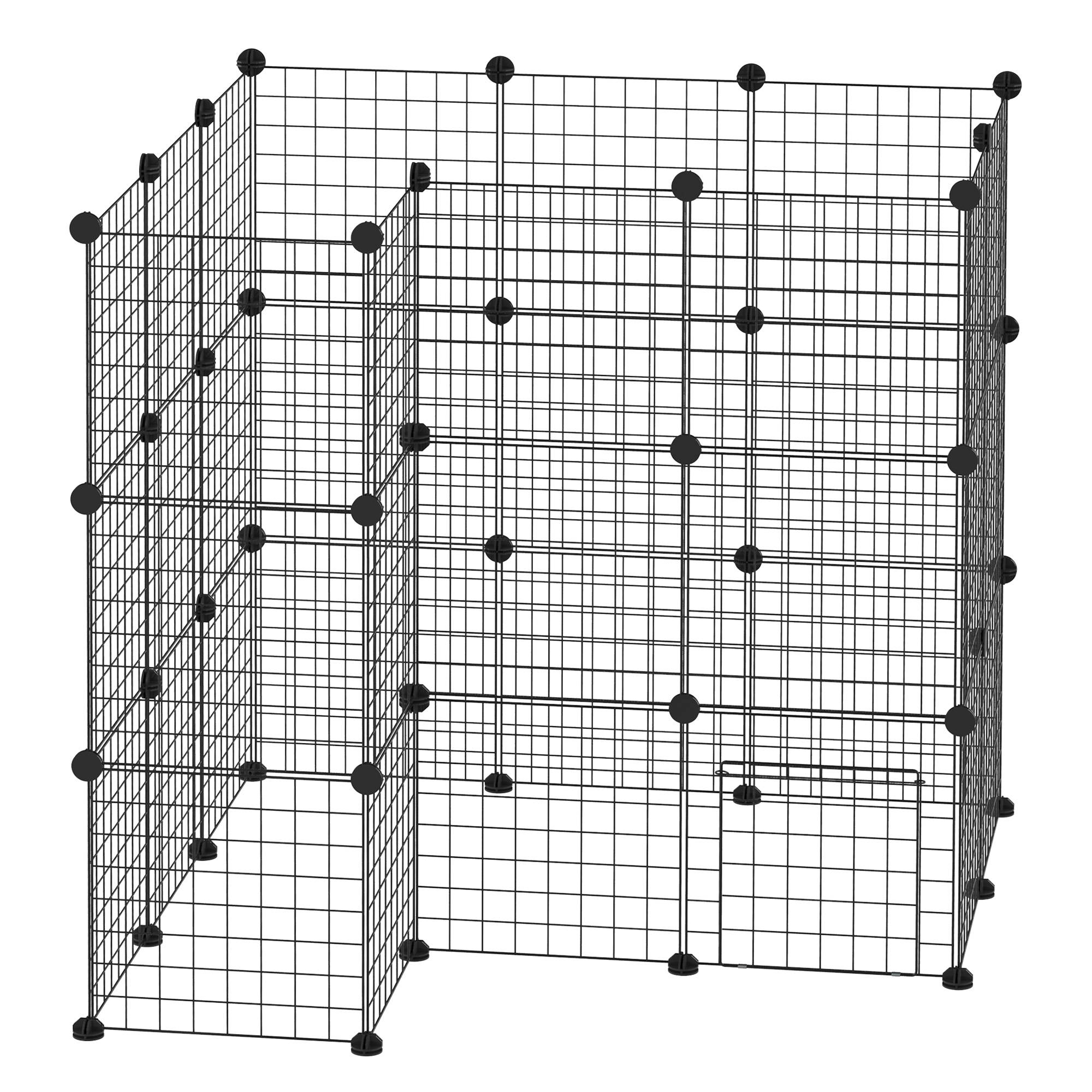 Enclos intérieur métal pour petits rongeurs parc modulable 36 panneaux 146x73x73cm noir - ComfortXL Outdoor Living - Image 2