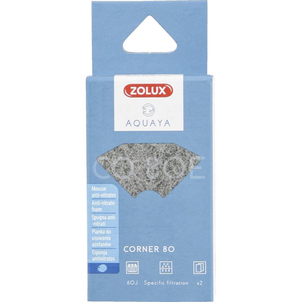 Zolux - Filtre pour pompe corner 80, filtre CO 80 E mousse anti-nitrates x 2. pour aquarium. - Image 1