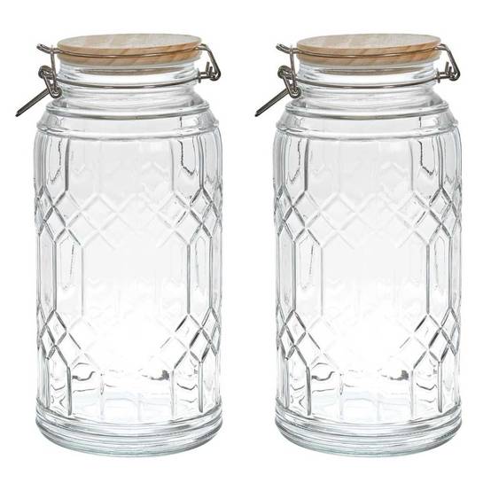 Lot de 2 Bocaux de Conservation 2,7L en Verre Couvercle Bambou - VITRAS - Image 1