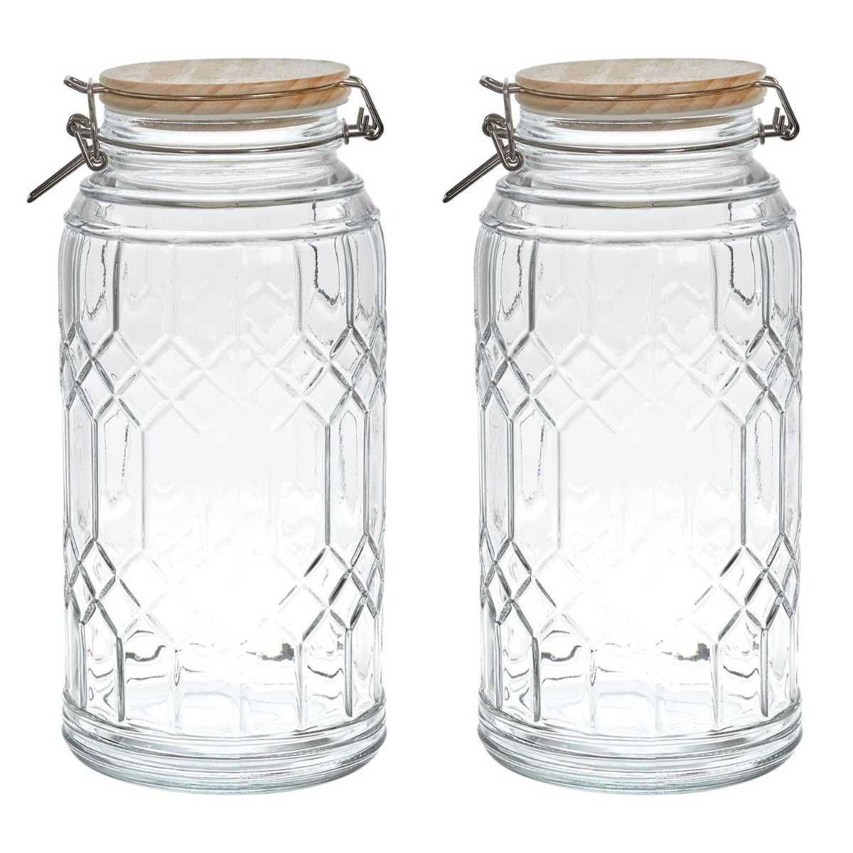 Lot de 2 Bocaux de Conservation 2,7L en Verre Couvercle Bambou - VITRAS - Image 1