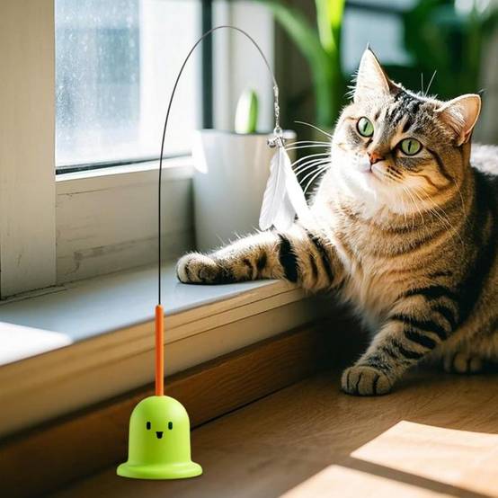 Jouets à Plumes Pour Chats Adsorption Rotative Antidérápant, Surfaces Lisses Verts - Lytech - Image 2
