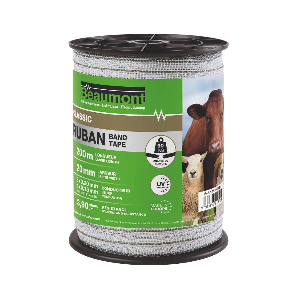 Beaumont - Ruban blanc et vert 20mm / 200m CLASSIC
