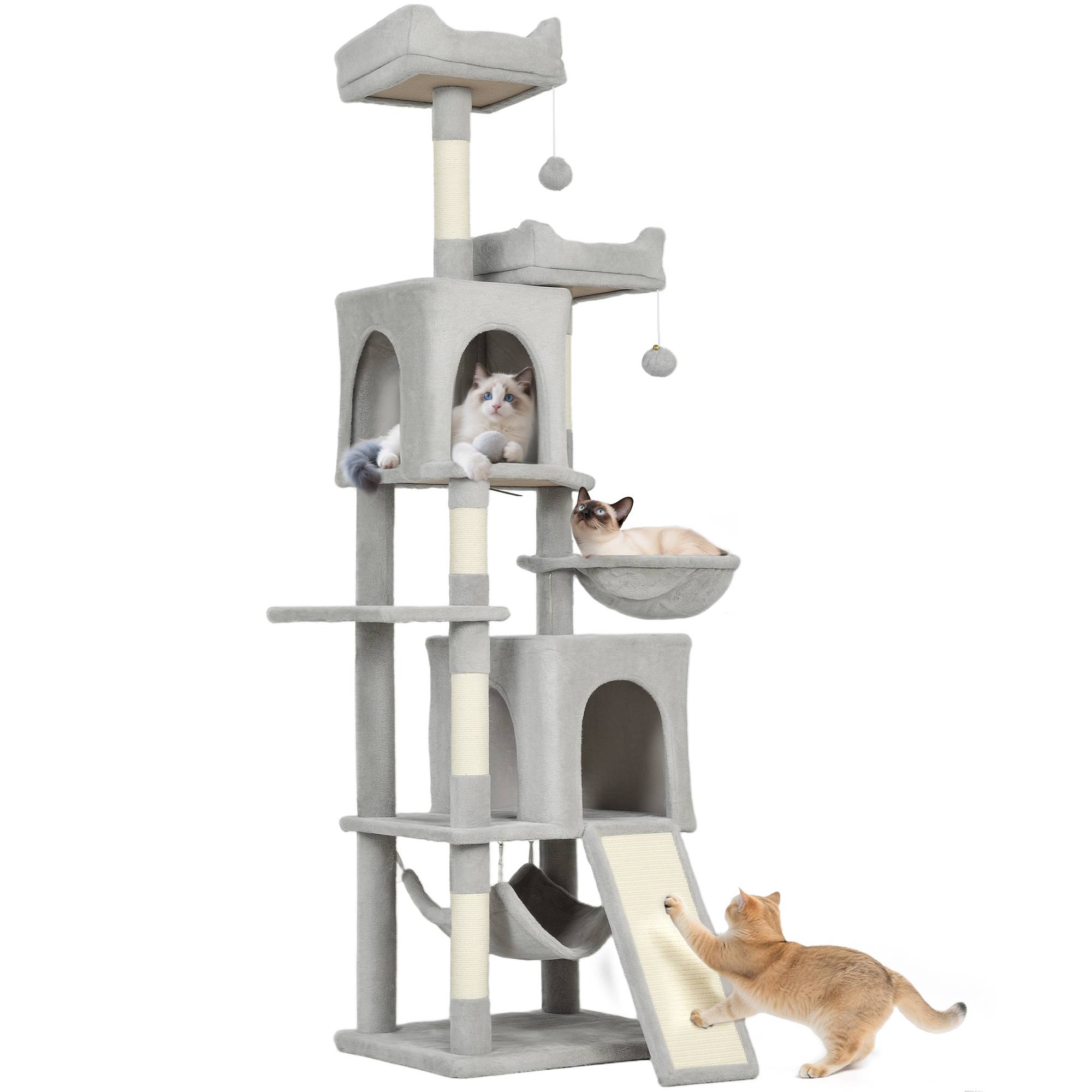 Arbre à chat sisal et tissu gris clair 48 x 40 x 177 cm - PANGIVO - Image 1