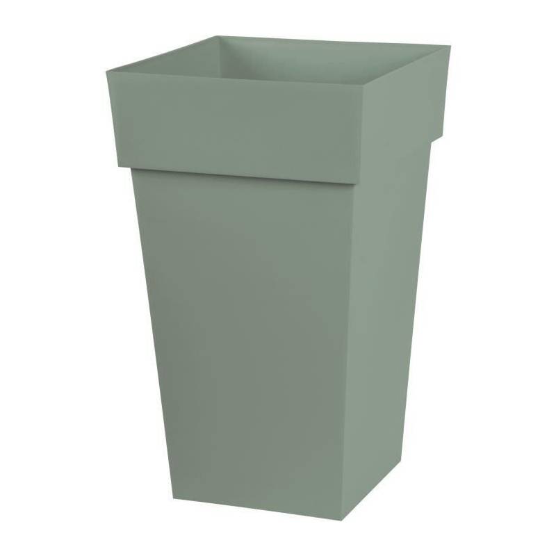 EDA Plastiques - Eda Plastique - Pot De Fleur Haut Carre Toscane - 39 X 39 X H 65 Cm - 62 L - Vert Laurier