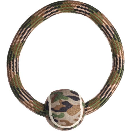 Jouet Anneau Corde avec balle Camouflage ø27 cm pour chien - Image 1