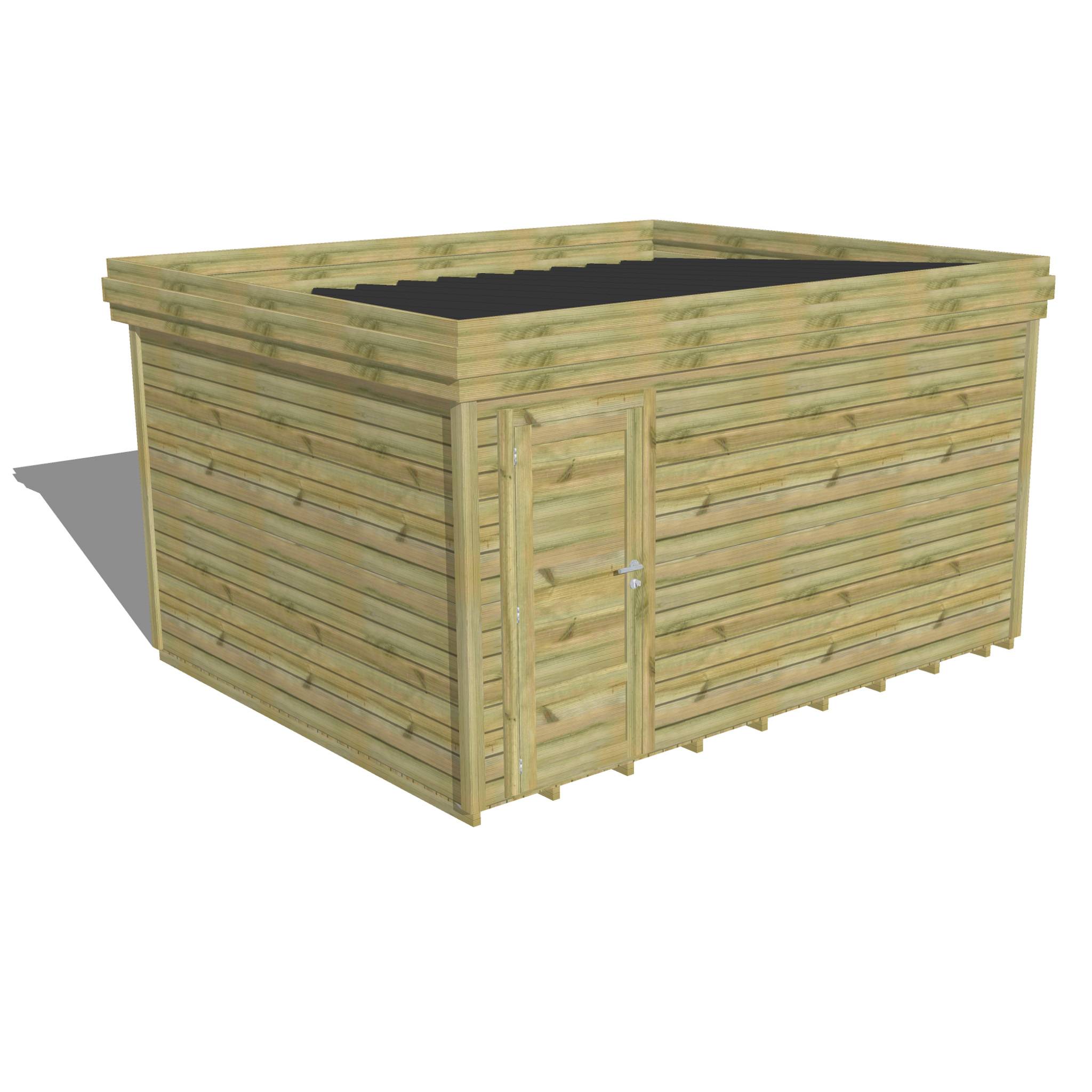 ABRI DE JARDIN bois  autoclave 27mm - 4,34x3,44m / 15m2 - Bac acier - Plancher bois - Image 1