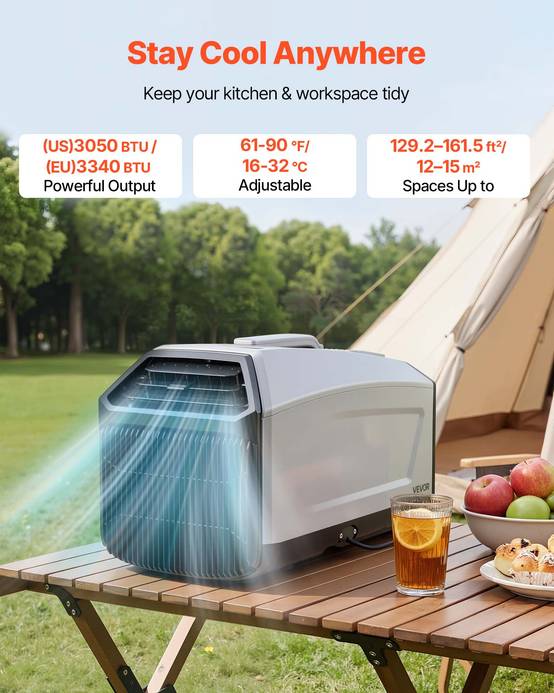 Vevor - VEVOR Climatiseur Portable Mobile pour Tente Camping-car 3340 BTU avec Tuyau - Image 2