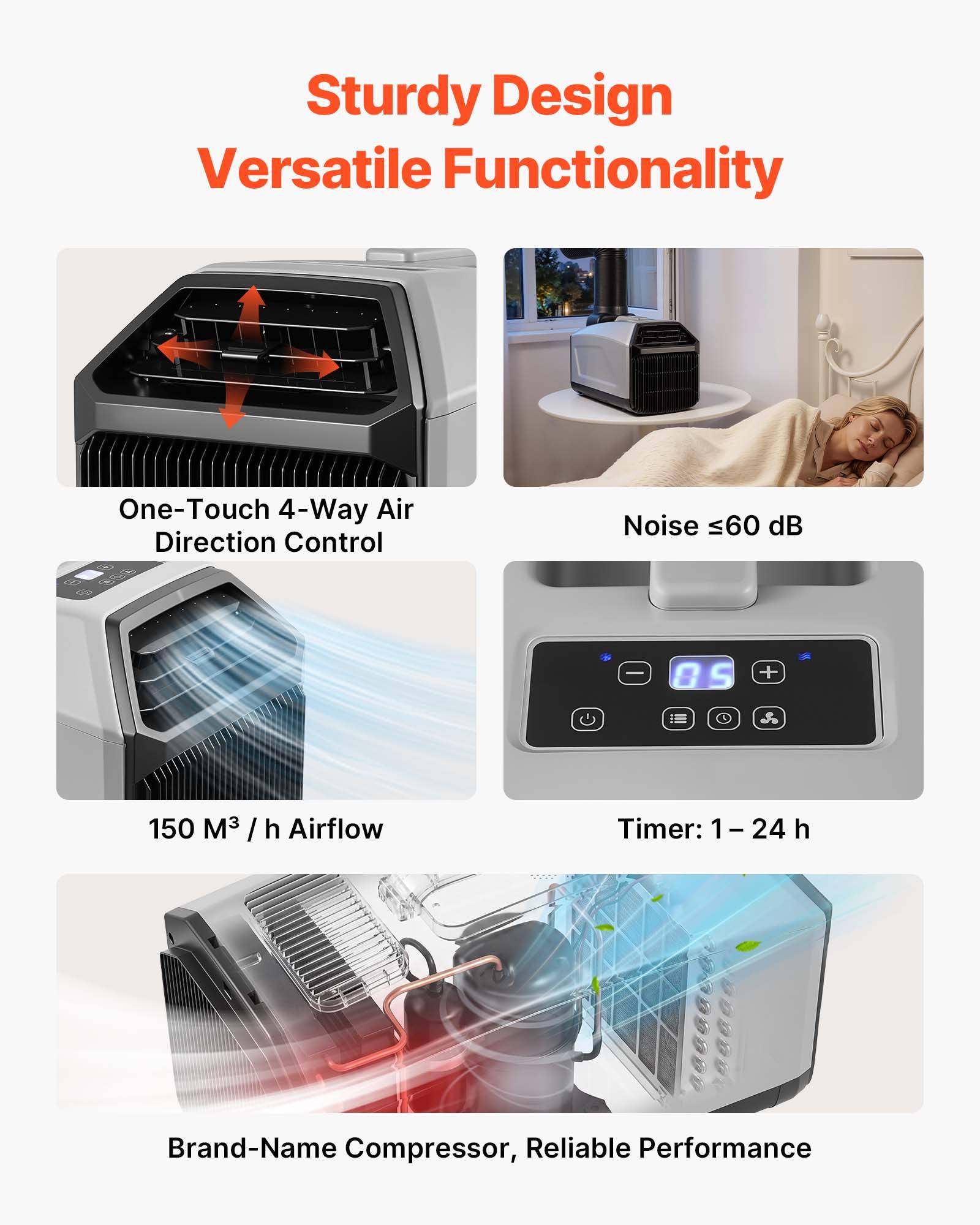 Vevor - VEVOR Climatiseur Portable Mobile pour Tente Camping-car 3340 BTU avec Tuyau - Image 6