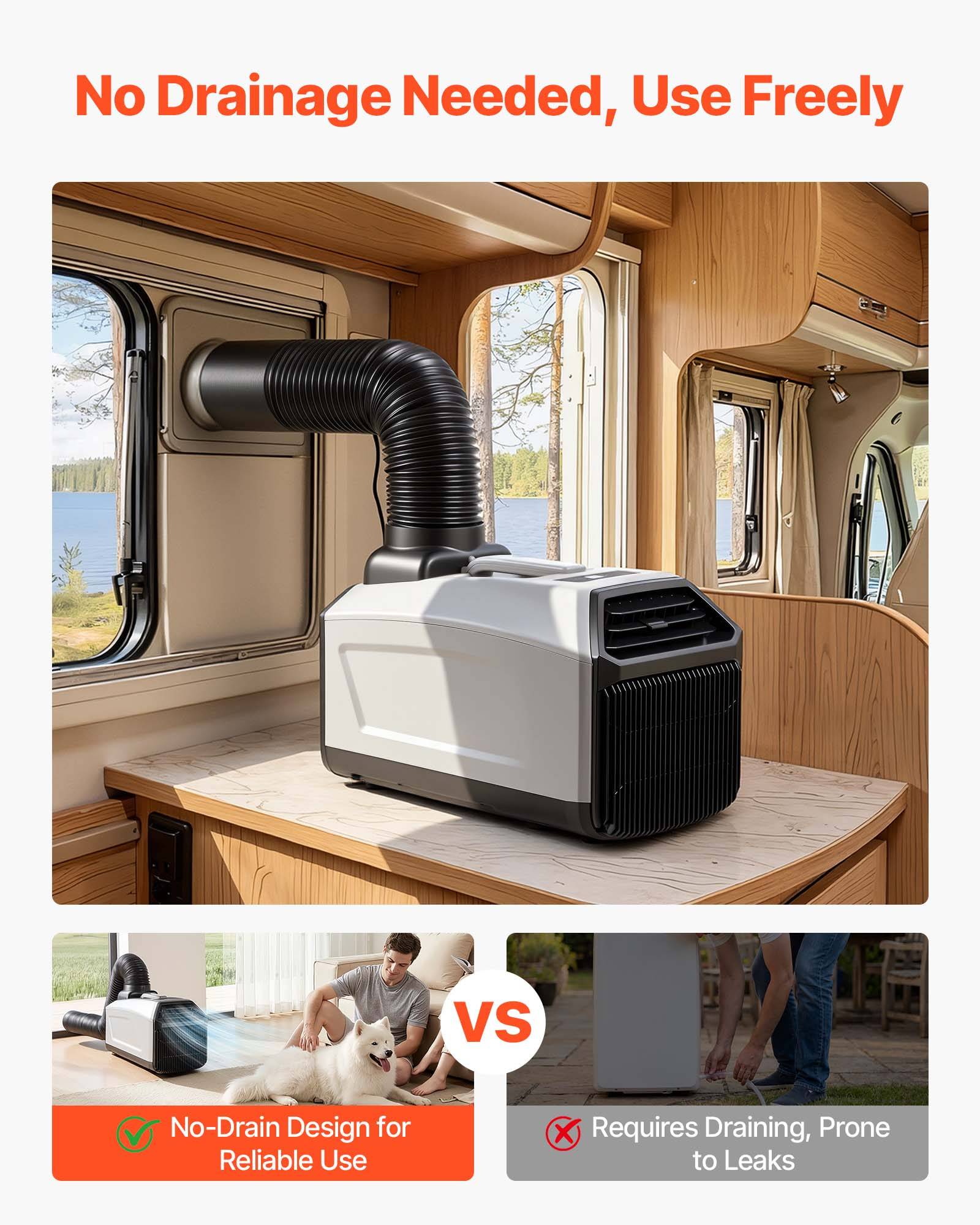 Vevor - VEVOR Climatiseur Portable Mobile pour Tente Camping-car 3340 BTU avec Tuyau - Image 5