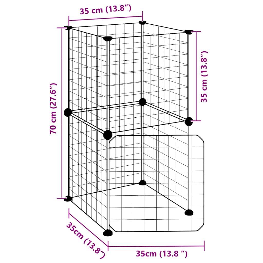Vidaxl - Cage animaux de compagnie à 8 panneaux et porte Noir 35x35x70 cm vidaXL 3114032 - Imagen 2