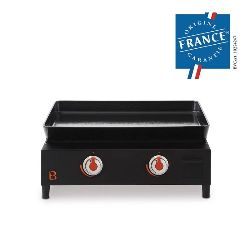 Brasero - Plancha au gaz Saverio Acier 2 Feux - BRASERO - Plaque en fonte 60 x 52 cm - Fabrication Française - Noir - Image 2
