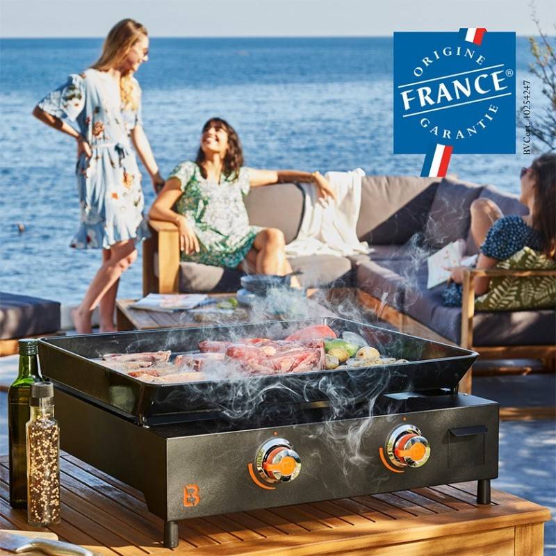 Brasero - Plancha au gaz Saverio Acier 2 Feux - BRASERO - Plaque en fonte 60 x 52 cm - Fabrication Française - Noir - Image 10
