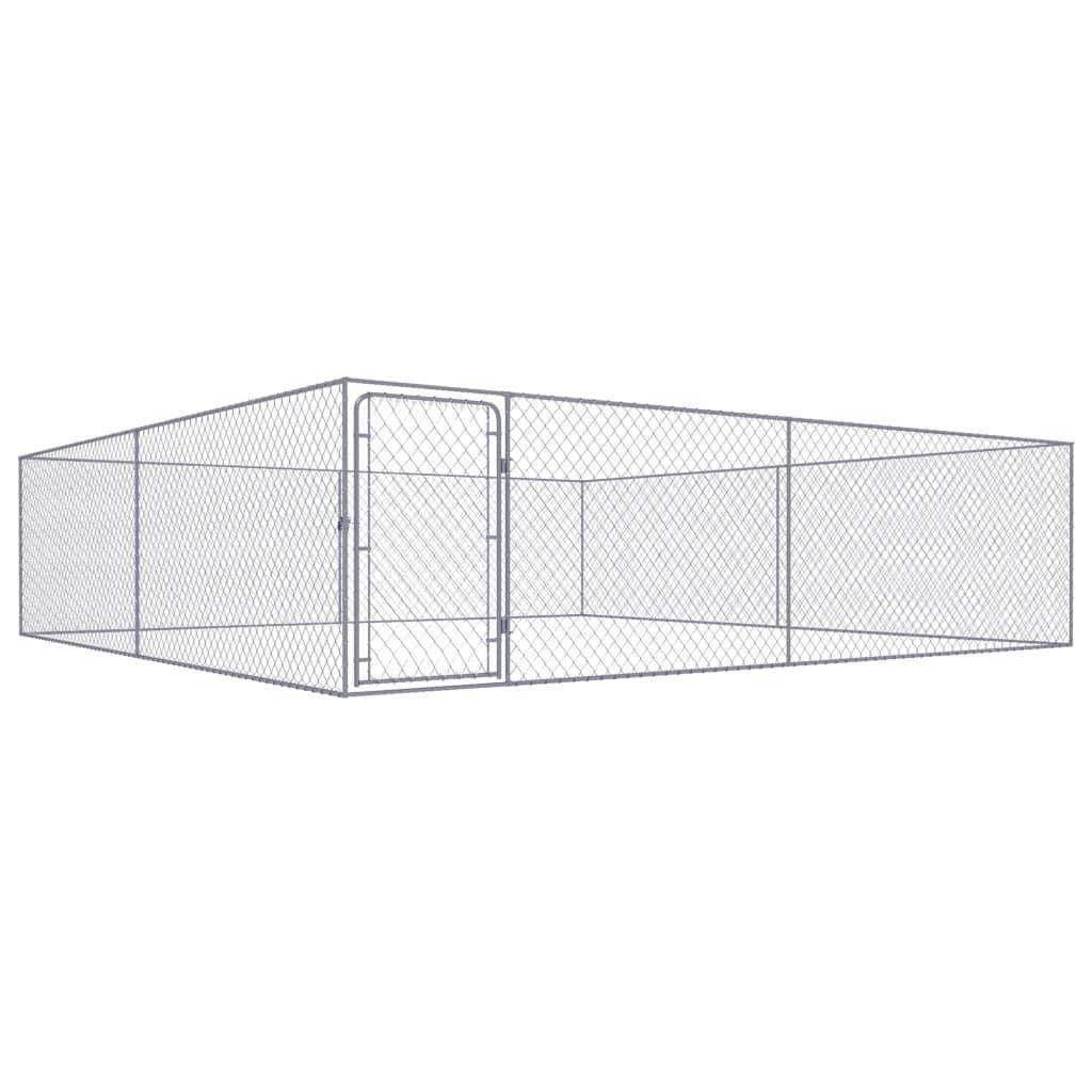 Helloshop26 - Chenil extérieur cage enclos parc animaux chien extérieur pour chiens acier galvanisé 4 x 4 x 1 m - Imagen 1