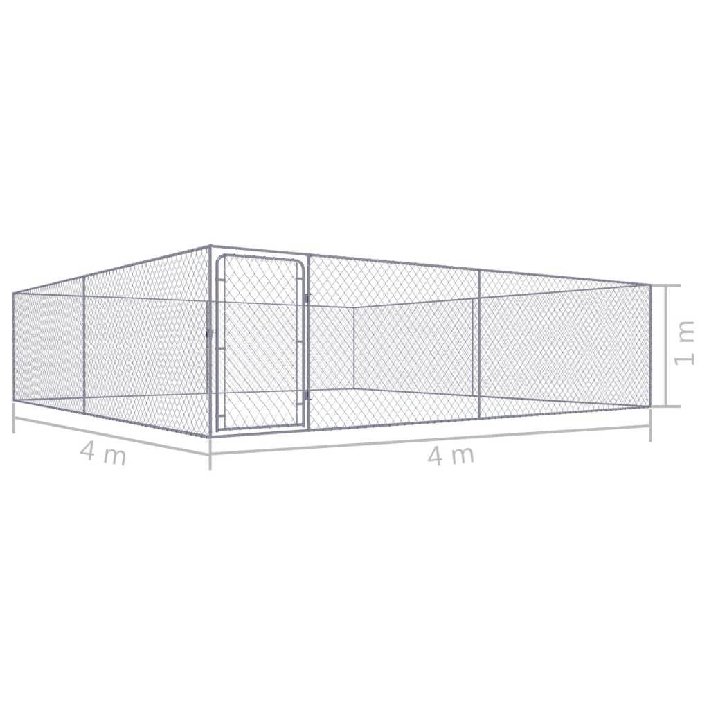 Helloshop26 - Chenil extérieur cage enclos parc animaux chien extérieur pour chiens acier galvanisé 4 x 4 x 1 m - Imagen 2
