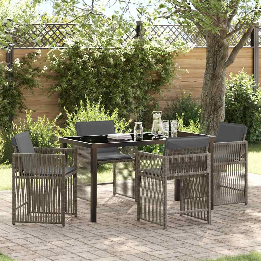 Table et chaises de jardin pour 4 personnes en polyrotin tressé et acier Gris – ComfortXL Outdoor Living