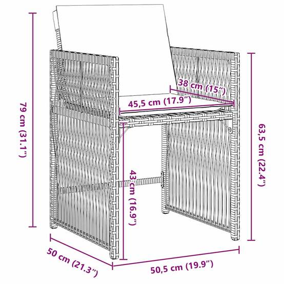 Table et chaises de jardin pour 4 personnes en polyrotin tressé et acier Gris – ComfortXL Outdoor Living - Image 8