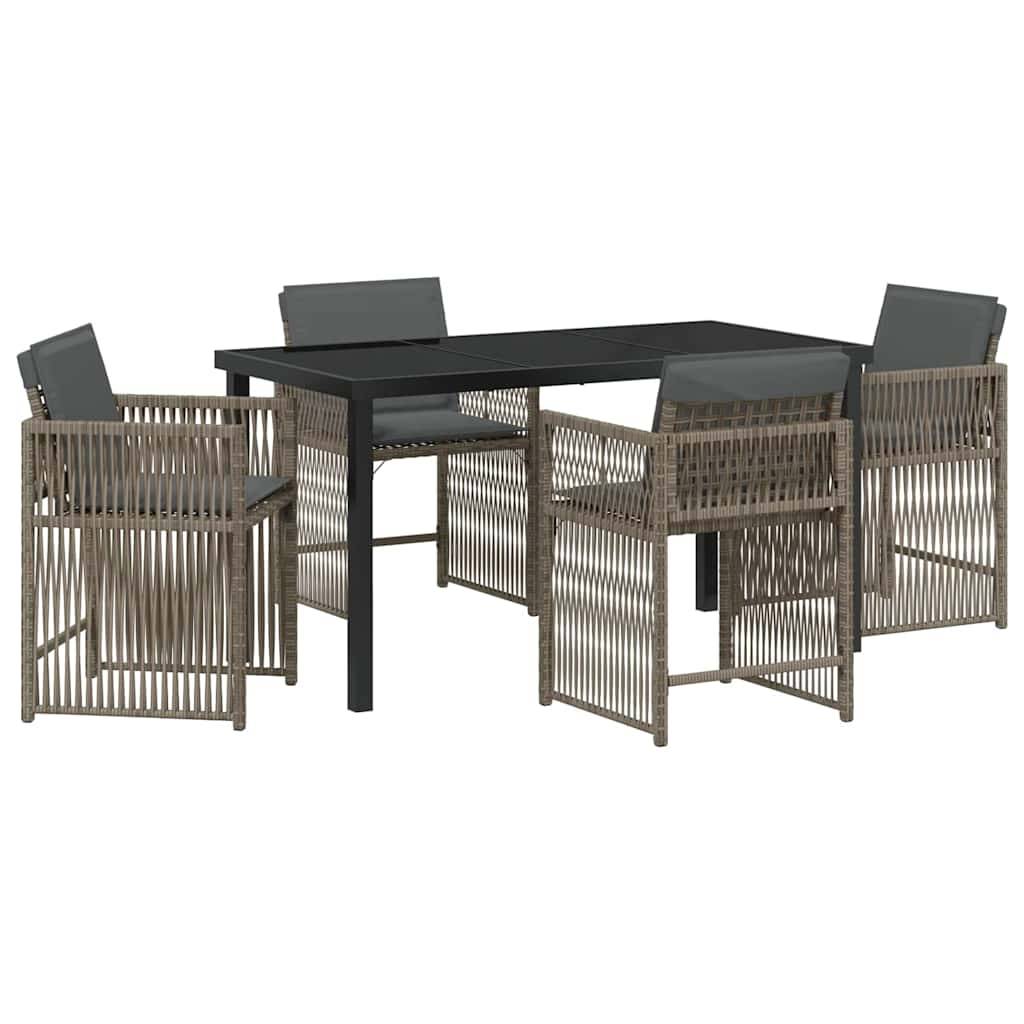 Table et chaises de jardin pour 4 personnes en polyrotin tressé et acier Gris – ComfortXL Outdoor Living - Image 2