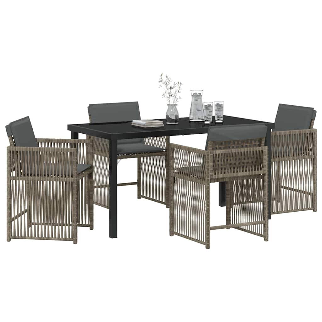 Table et chaises de jardin pour 4 personnes en polyrotin tressé et acier Gris – ComfortXL Outdoor Living - Image 3