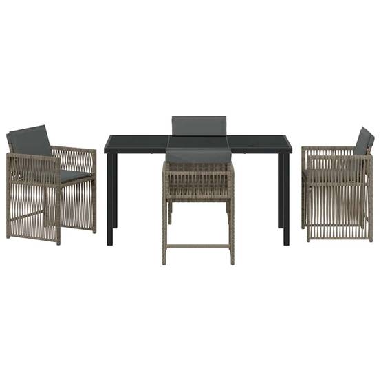 Table et chaises de jardin pour 4 personnes en polyrotin tressé et acier Gris – ComfortXL Outdoor Living - Image 7