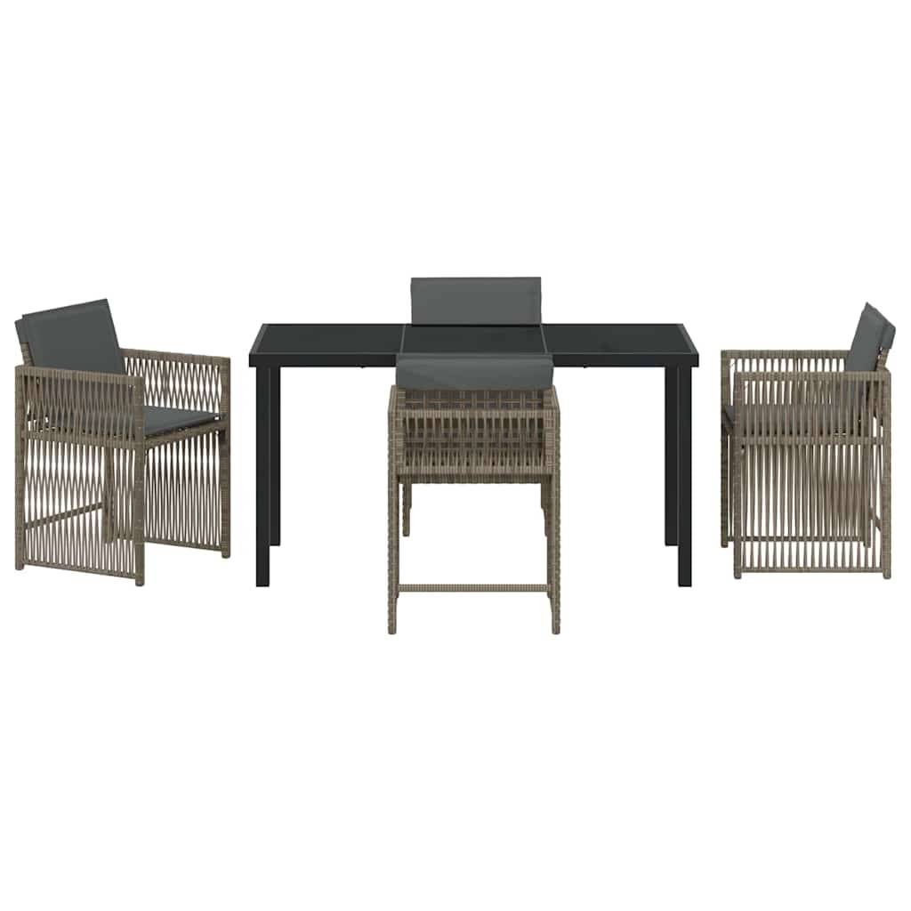 Table et chaises de jardin pour 4 personnes en polyrotin tressé et acier Gris – ComfortXL Outdoor Living - Image 7