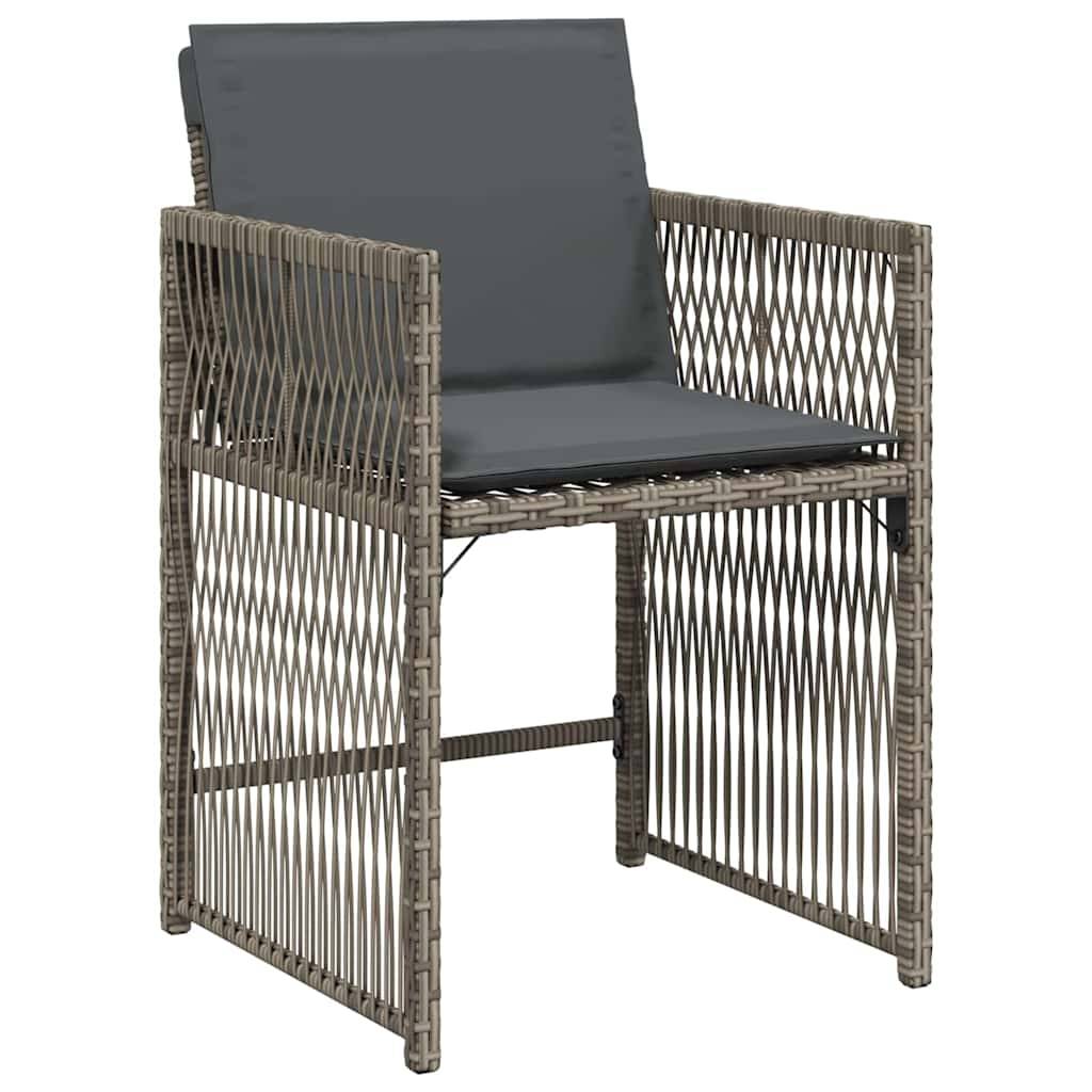 Table et chaises de jardin pour 4 personnes en polyrotin tressé et acier Gris – ComfortXL Outdoor Living - Image 6