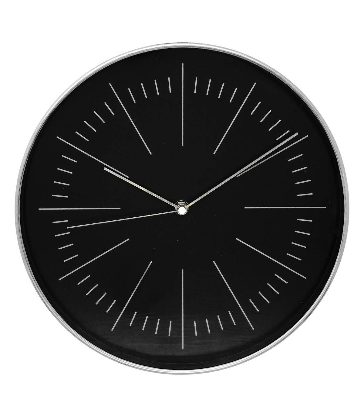 Pendule murale moderne bicolore Noir et Argent D 30 cm - Image 1