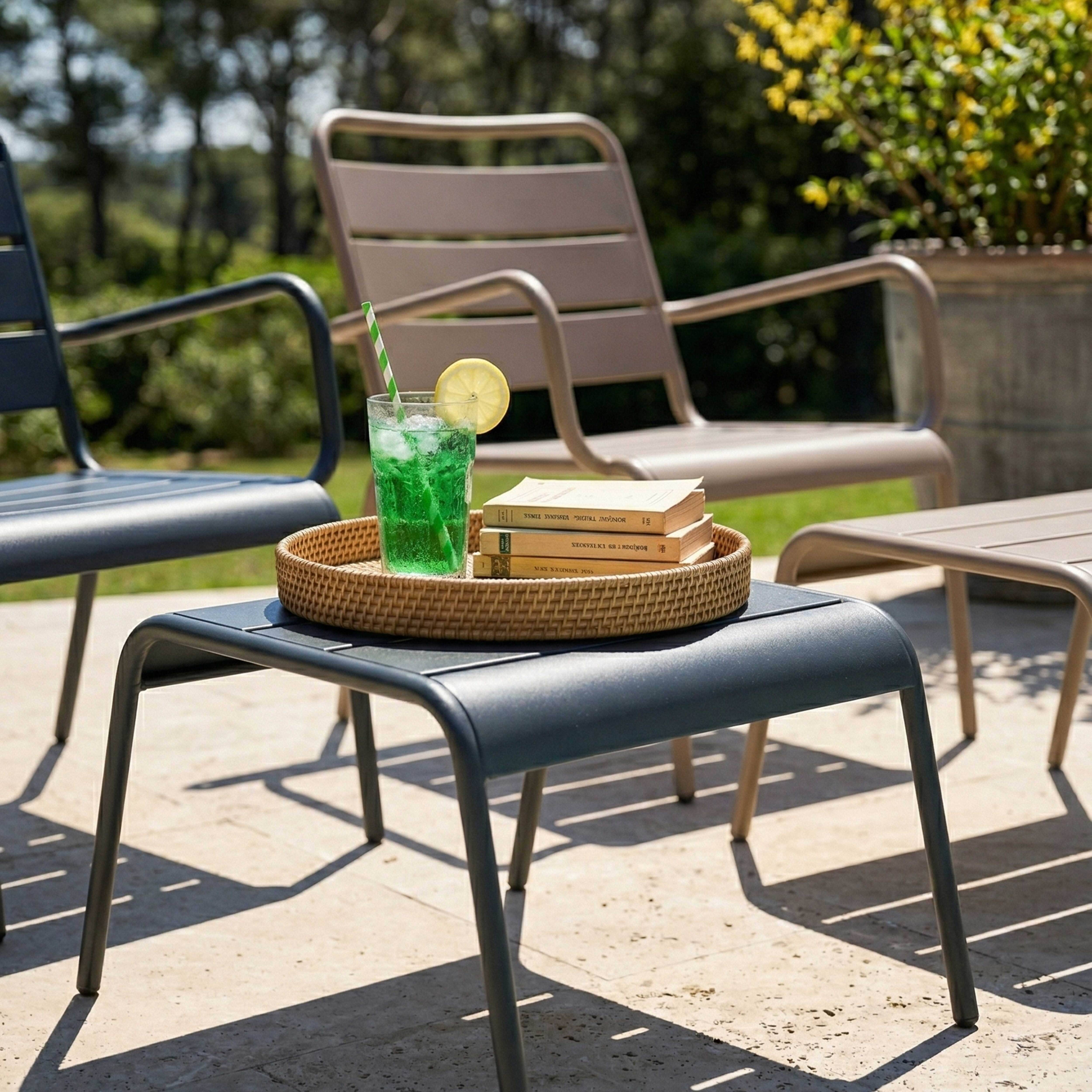 Oviala - Lot 2 fauteuils relax avec repose-pieds métal gris et taupe Palavas - Oviala - Imagen 4