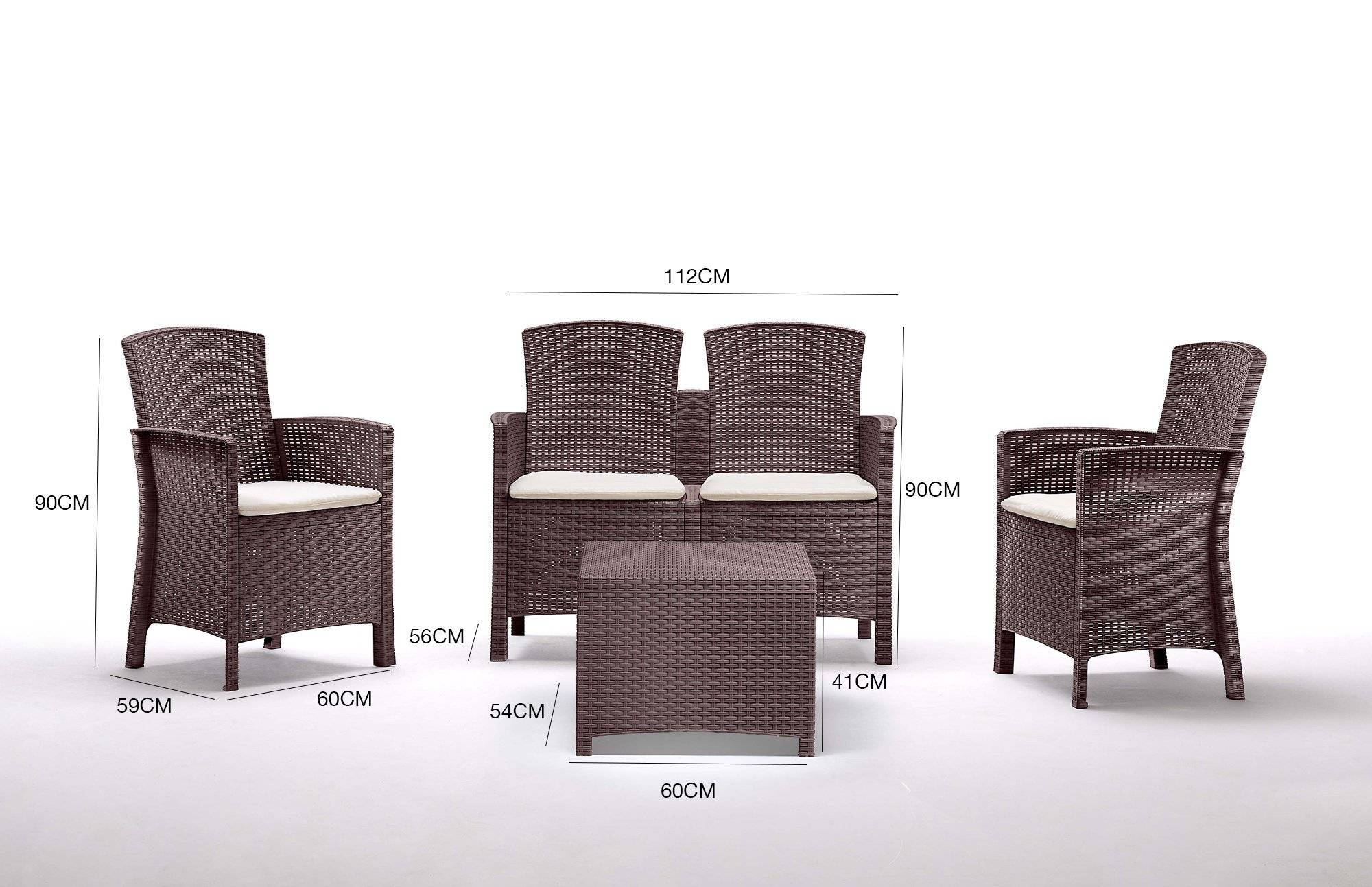 Dmora - Set salon d'extérieur Urano, Salon d'extérieur, Kit terrasse ou jardin, Composition d'un salon d'extérieur, Made in Italy, Marron - Imagen 3