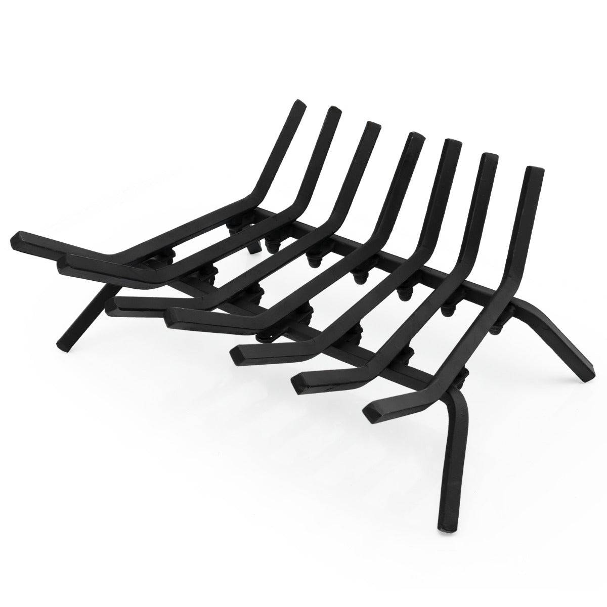 Helloshop26 - Grille de cheminée 46 cm support à bûches de cheminée en fer robuste 7 barres de fer de 14 mm support à bois de chauffage intérieur extérieur - Imagen 1