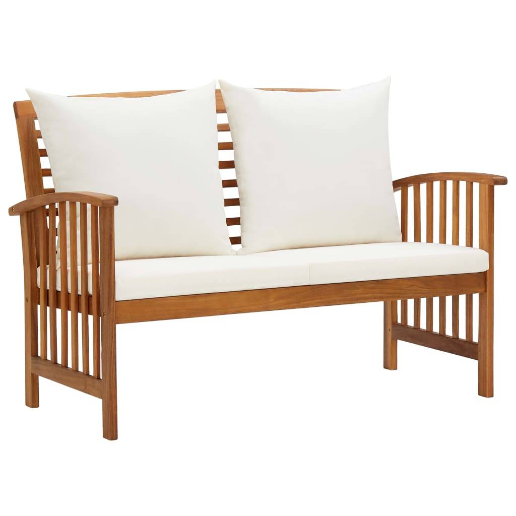 Helloshop26 - Banc de jardin meuble de patio d'extérieur terrasse avec coussins 119 x 67 x 83 cm bois solide d'acacia - Imagen 1