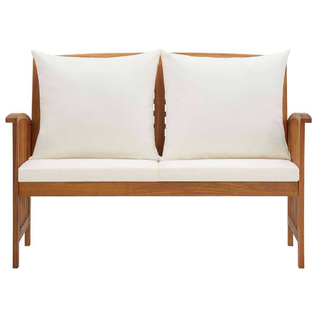 Helloshop26 - Banc de jardin meuble de patio d'extérieur terrasse avec coussins 119 x 67 x 83 cm bois solide d'acacia - Imagen 2