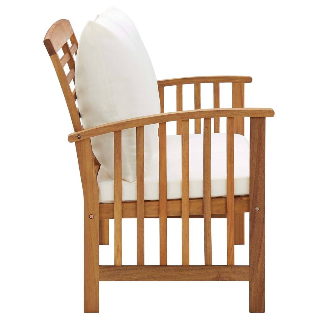 Helloshop26 - Banc de jardin meuble de patio d'extérieur terrasse avec coussins 119 x 67 x 83 cm bois solide d'acacia - Imagen 3