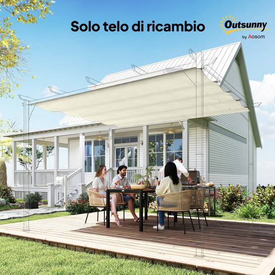 Toile rétractable pour pergola rechange polyester protection anti-UV 286x245cm crème - ComfortXL Outdoor Living - Image 10