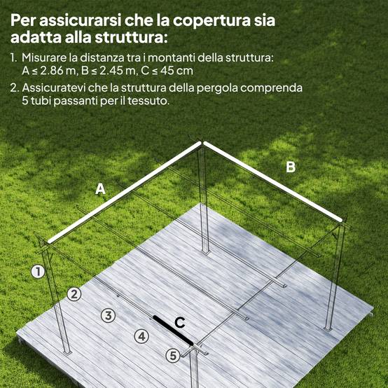 Toile rétractable pour pergola rechange polyester protection anti-UV 286x245cm crème - ComfortXL Outdoor Living - Image 6