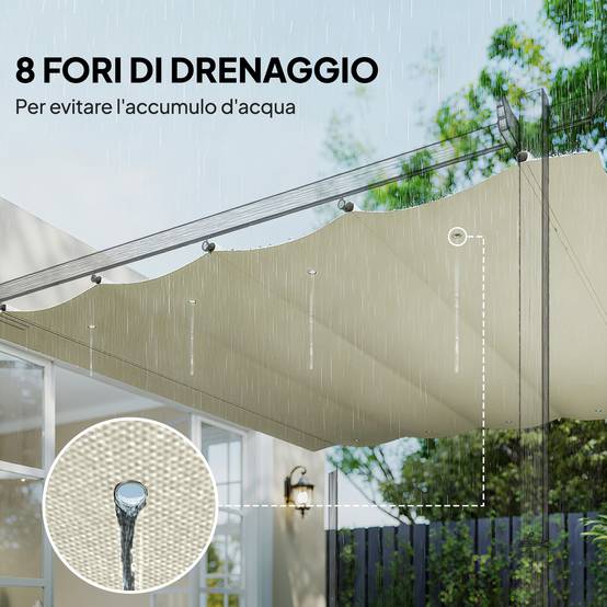Toile rétractable pour pergola rechange polyester protection anti-UV 286x245cm crème - ComfortXL Outdoor Living - Image 8