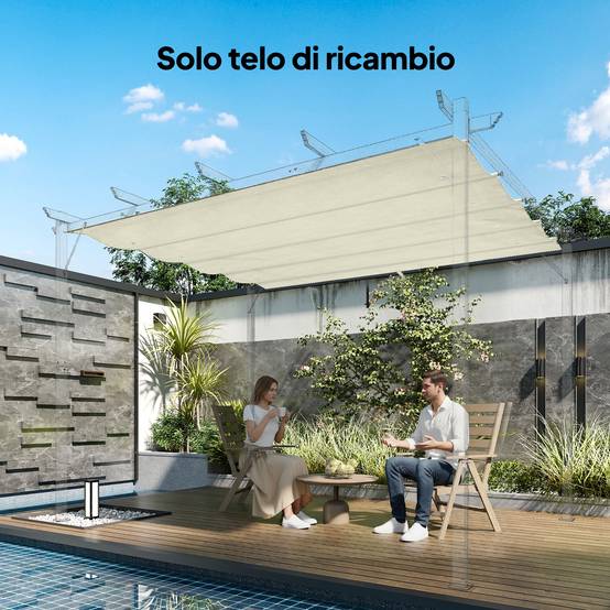 Toile rétractable pour pergola rechange polyester protection anti-UV 286x245cm crème - ComfortXL Outdoor Living - Image 4
