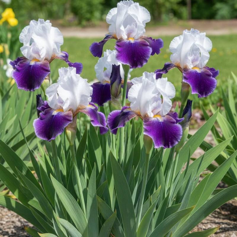 Iris des jardins Snowmound à fleurs Blanche/Violette - feuillage Caduc - Godet - 5/20 cm - Imagen 1