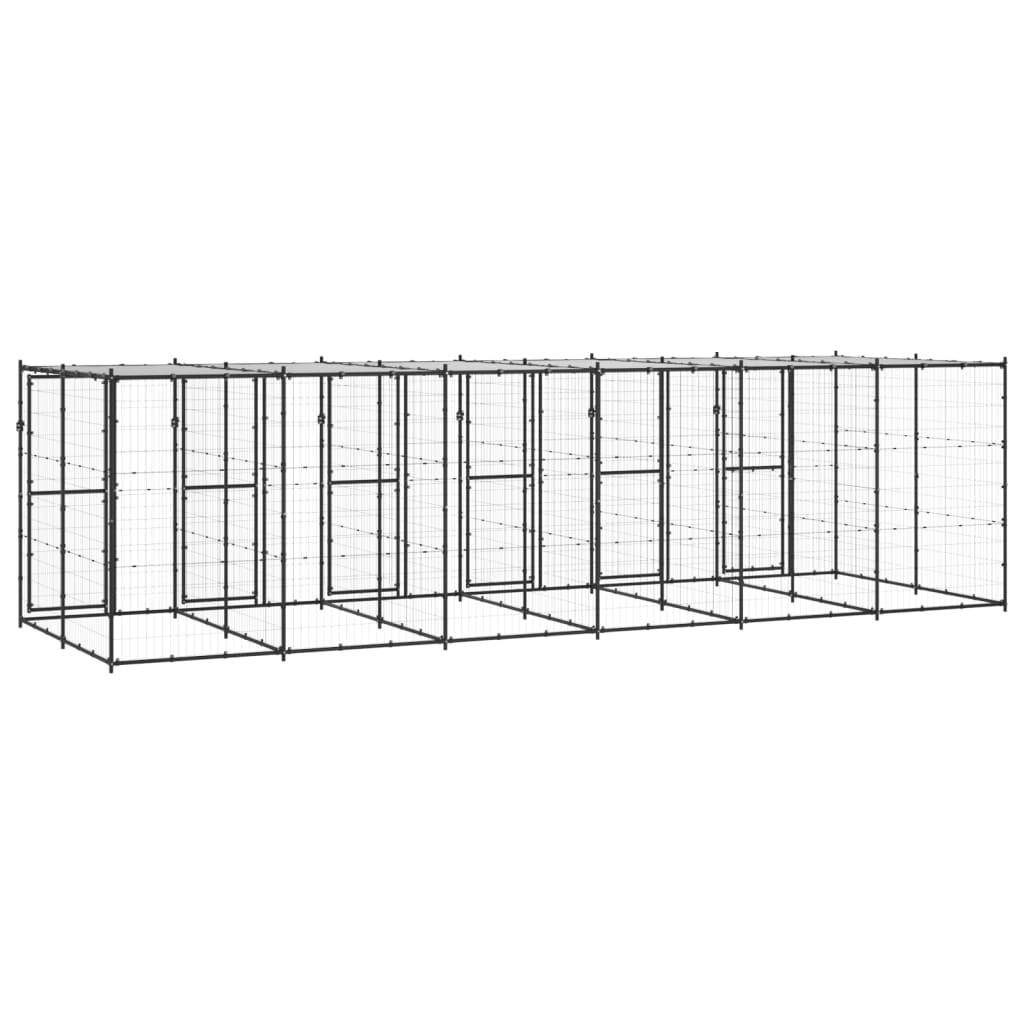 Helloshop26 - Chenil extérieur cage enclos parc animaux chien extérieur acier avec toit 14,52 m² - Imagen 5