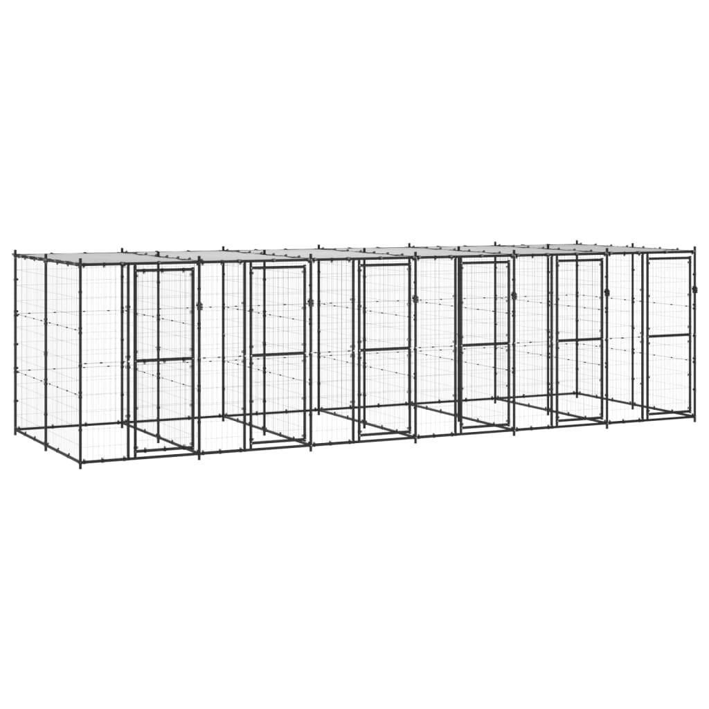 Helloshop26 - Chenil extérieur cage enclos parc animaux chien extérieur acier avec toit 14,52 m² - Imagen 1