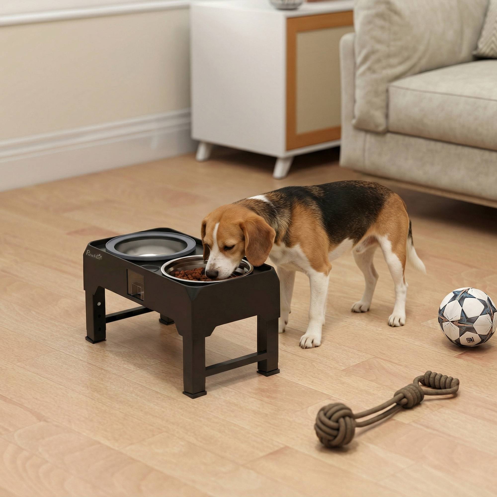 Gamelle surélevée pour chien plastique noir 44 x 24 x 34.5 cm - PANGIVO - Image 3