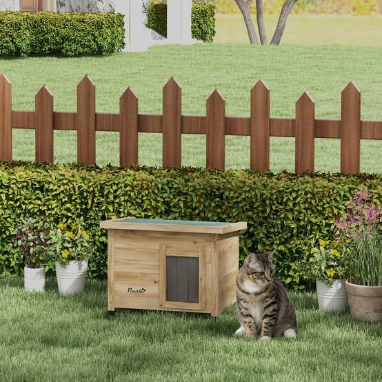 Niche pour chat bois naturel 57 x 45 x 43 cm - PANGIVO - Image 3