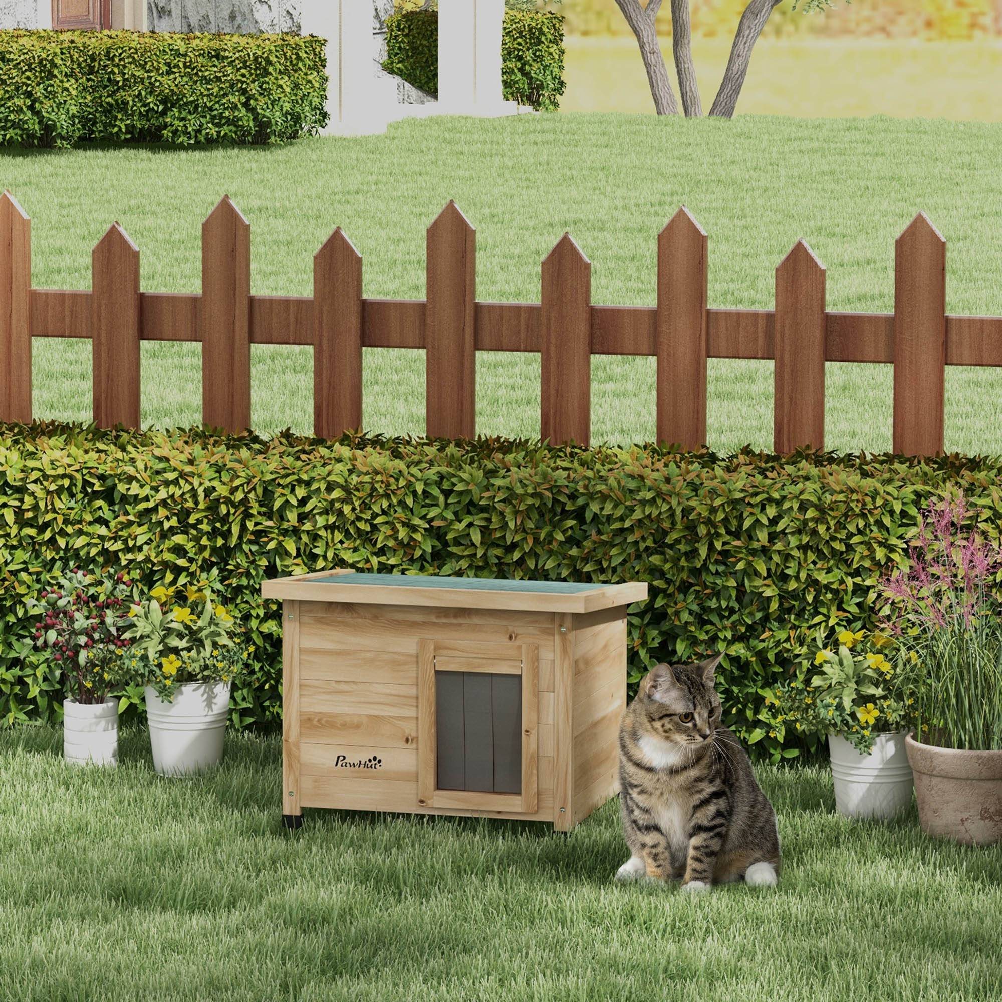 Niche pour chat bois naturel 57 x 45 x 43 cm - PANGIVO - Image 3