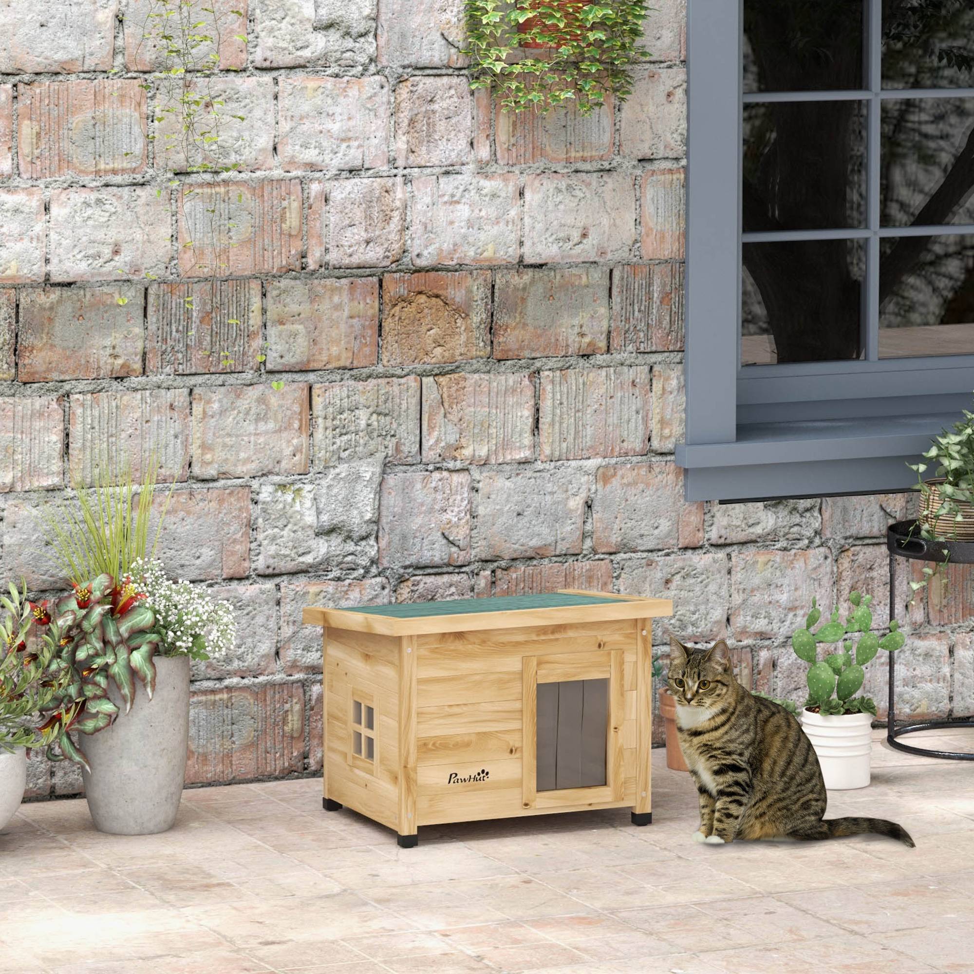 Niche pour chat bois naturel 57 x 45 x 43 cm - PANGIVO - Image 4